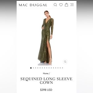 SEQUINED LONG SLEEVE GOWN Size 10